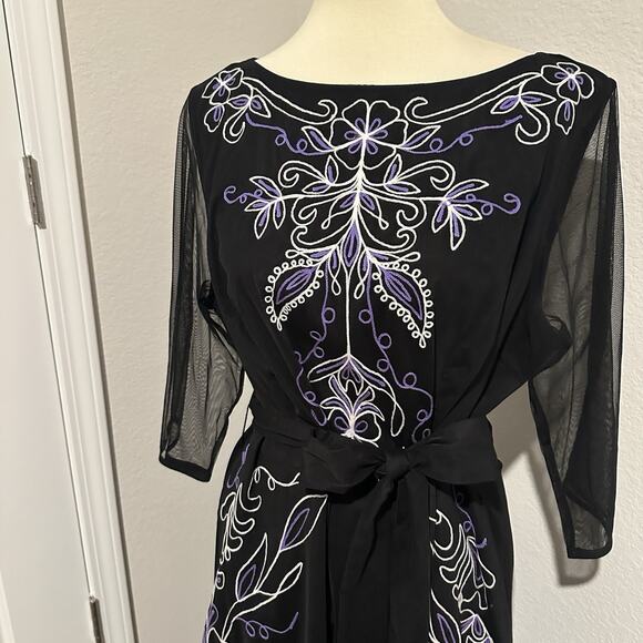 EShakti Whimsigoth Floral Embroidered Lace Dress Sz 20 2XL Dark Romance Sheer - Picture 3 of 13